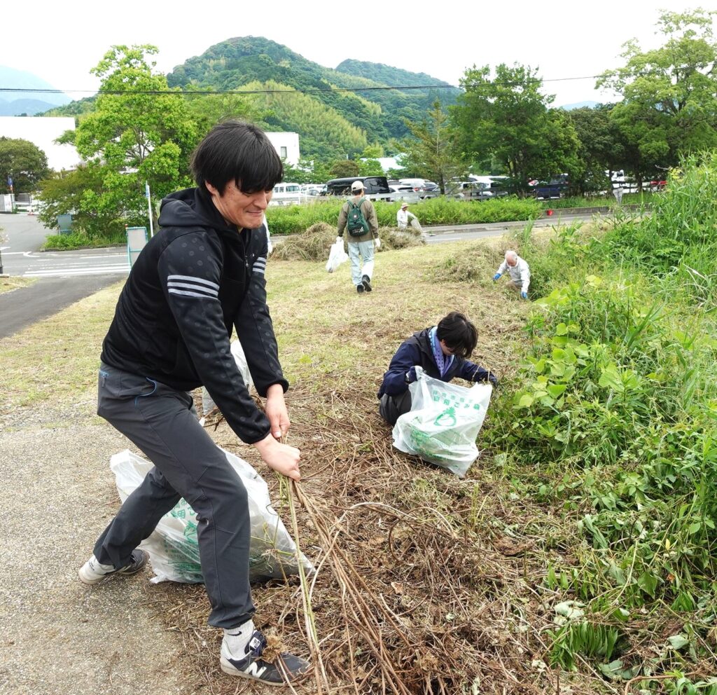 周囲堤の集草・整備